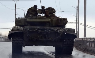 Un tank à Donetsk (Ukraine) le 31 janvier 2015