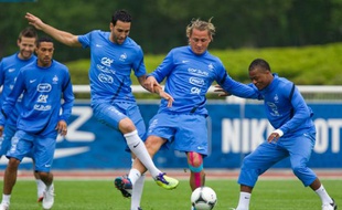 Le groupe France s'entraine en vue de l'Euro 2012 et en vue du match amical joué à Valenciennes contre l'Islande le 27 mai 2012.