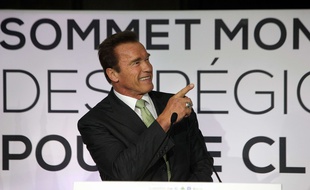 Arnold Schwarzenegger au Sommet mondial des régions pour le climat à Paris en 2014