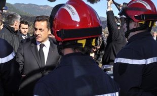 Nicolas Sarkozy en visite en Corse, mardi 2 février 2010.