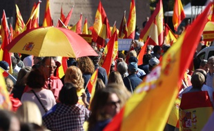 Manifestation à Madrid le 28 octobre 2017 contre la déclaration d’indépendance de la Catalogne.