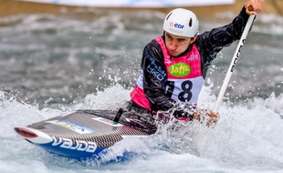 Cédric Joly, ici lors d'une épreuve de Coupe du monde à Londres, a été sacré champion du monde de canoë en slalom, le 28 septembre 2018.