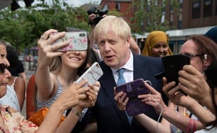 Mandatory Credit: Photo by Geoff Pugh/REX (10348164w)
Prime Minister Boris Johnson with Home Secretary Priti Patel join local police on a visit to North Road, Harbourne.
Prime Minister and Home Secretary visit local police, Birmingham, UK - 26 Jul 2019/Rex_Prime_Minister_and_Home_Secretary_visit_lo_10348164W//1907270115