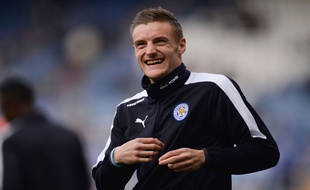 Jamie Vardy, le 03 avril 2016, avant le match Leicester-Southampton.