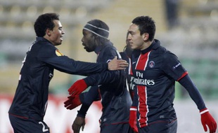 Les joueurs du PSG, lors du mlatch de Ligue Europa contre le Karpaty Lviv, le 15 décembre 2010 en Ligue Europa, à Lviv.
