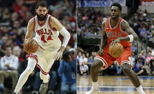 Nikola Mirotic (à gauche) et Bobby Portis, deux coéquipiers chez les Chicago Bulls, se sont violemment battus à l'entraînement.