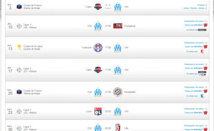 Extrait du planning de l'OM en janvier 2016
