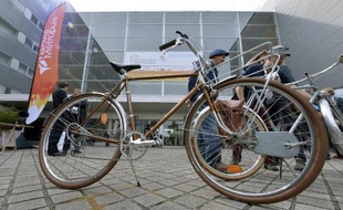 Entrée de la Cité des Congrès de Nantes où s'ouvre "Velo-city", un congrès mondial du vélo urbain et des politiques cyclables, le 3 juin 2015