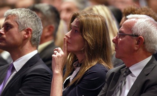 Carla Bruni, au meeting de Nicolas Sarkozy, le 21 octobre 2014, à Nice.