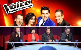En haut, le jury de «The Voice», en bas, celui de «Nouvelle Star».