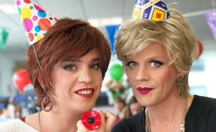 Catherine et Liliane lors de leur pot de départ de Canal+ en 2019.