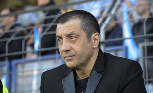 Le président du RC Toulon Mourad Boudjellal dans les tribunes du Stade Yves Du Manoir, à Colombes, le 10 avril 2014.