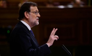 Le Premier ministre espagnol Mariano Rajoy, lors d'un débat au Parlement à Madrid le 6 avril 2016