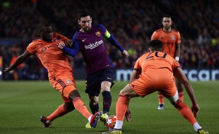Messi lors de Barça-OL en Ligue des champions.