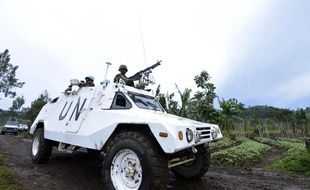 Un véhicule de l'ONU au Nord-Kivu le 5 novembre 2013.