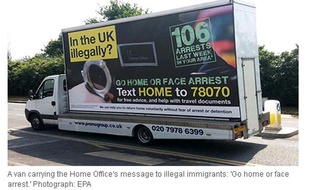 Capture d'écran du site du Guardian, illustrant la campagne "Go home" destinée aux immigrés illégaux en Grande-Bretagne.