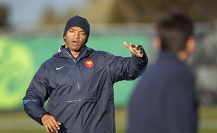 Emile Ntamack lors d'un entraînement du XV de France à la Coupe du monde 2011.