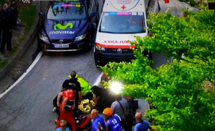 Le leader d'AG2R La Mondiale a lourdement chuté à 40 km de l'arrivée.