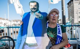 Une supprtrice de Matteo Salvini, lors d'un rassemblement de la Ligue à Cervia (Italie).Credit:Claudia Greco/AGF/SIPA