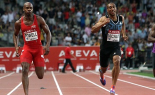 Jimmy Vicaut a profité de la foulée d'Asafa Powell, le 5 juillet 2015.