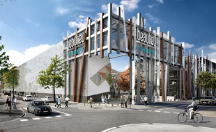 Le futur nouveau parvis du centre commercial Beaulieu, du côté de la rue Gaëtan-Rondeau.