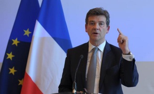 Le ministre de l'Economie français Arnaud Montebourg lors de l'annonce d'u choix de GE vendredi 20 juin 2014 à Paris