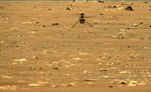L'hélicoptère de la Nasa Ingenuity lors de son second vol sur Mars, le 22 avril 2021.