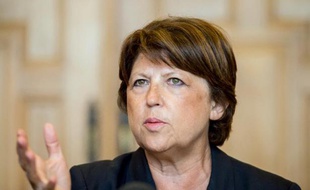 La maire socialiste de Lille Martine Aubry lors d'une conférence de presse le 8 septembre 2014 à Lille
