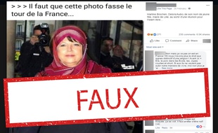 Cette image est un montage : Martine Aubry n'a jamais porté ce voile.