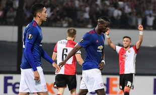 Paul Pogba, pas très content à la fin du match contre Feyenoord en Ligue Europa