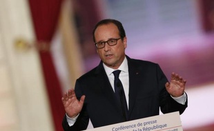 Le président François Hollande, le 18 septembre 2014 lors de sa 4ème conférence de presse à Paris
