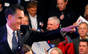 Le candidat Mitt Romney, après sa victoire dans la primaire du New Hampshire, le 10 janvier 2012.