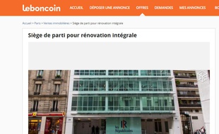 Capture d'écran du site Le bon coin, où a été publiée une annonce de mise en vente du siège LR.
