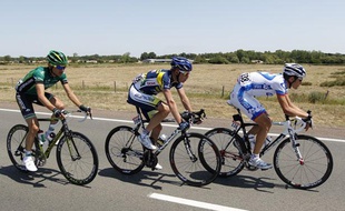 Perrig Quemeneur, d'Europcar (en vert), compagnon d'échappé de Jérémy Roy et Lieuwe Westra
