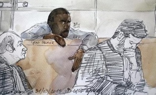 Croquis d'audience de Yoni Palmier lors de son procès aux assises d'Evry, le 31 mars 2015.
