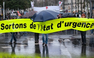 Manifestation d'opposants à la prolongation de l'état d'urgence à Nancy le 30 janvier 2016.
