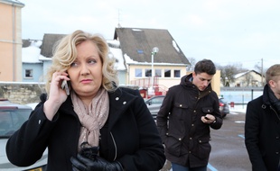 Sophie Montel, tête de liste Fn en Bourgogne Franche-Comté pour les régionales, ici le 8 février 2015 à Herimoncourt (Doubs).