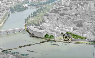 Une des esquisses présentée hier par Joan Busquets pour illustrer la reconquête des berges.