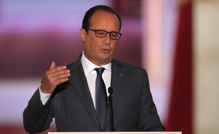 François Hollande lors de la conférence de presse semestrielle du 7 septembre 2015, à l'Elysée.
