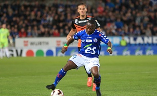 Ladislas Douniama lors du succès du Racing sur les SR Colmar (1-0), le 25 septembre 2015.