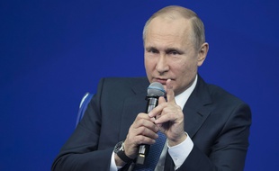 Vladimir Poutine en meeting à Moscou, le 30 janvier 2018.