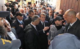 Emmanuel Macron, le 22 janvier 2020 dans la vieille ville de Jérusalem (Israël).