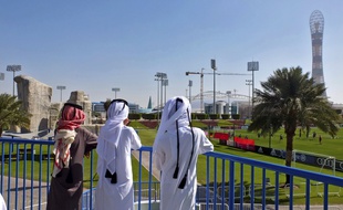 Le Bayern Munich lors d'un entraînement à Doha, au Qatar.