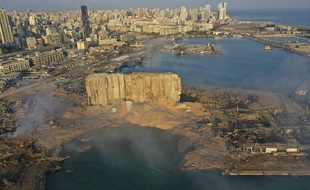 Le port de Beyrouth, au Liban, après les deux explosions du 4 août 2020