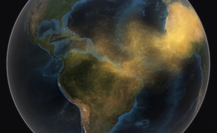 Le voyage du sable depuis le Sahara jusqu'à l'Amazonie vu par Calipso, février 2015.