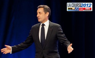 Permier meeting officiel de Nicolas Sarkozy qui lance sa campagne présidentielle au parc chanot de Marseille, le 19 février 2012.