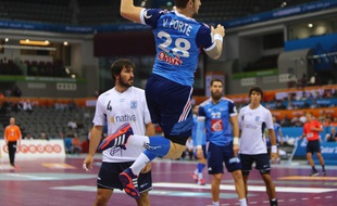Valentin Porte a réalisé l'un de ses meilleurs matchs avec les Bleus lors de la victoire contre l'Argentine (33-20) en huitièmes de finale du Mondial de handball, le 26 janvier 2015.