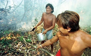 Des membres de la tribu Yanomami, de la forêt amazonienne du Venezuela.