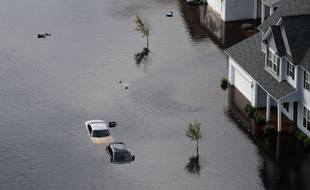 Des maisons inondées en Caroline du Nord après le passage de l'ouragan Florence.