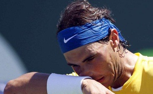 Le tennisman espagnol Rafael Nadal, lors de sa défaite à Miami face à Andy Roddick, le avril 2010.